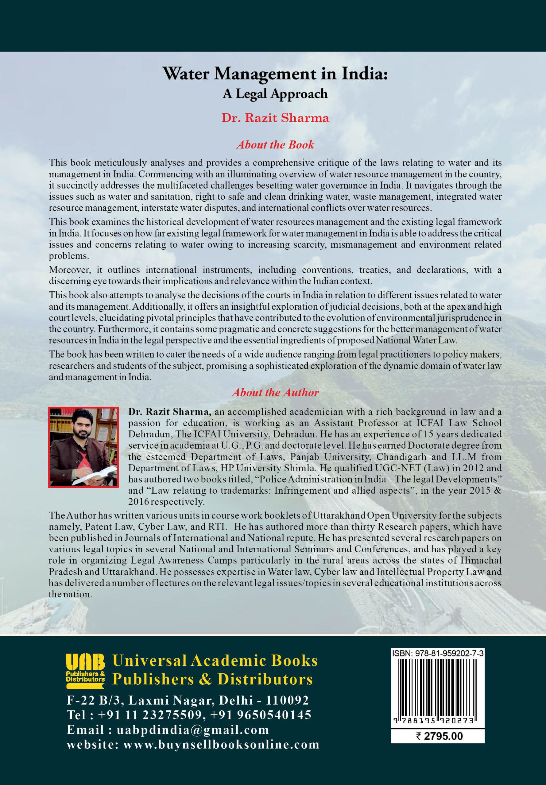 Water Management in India: A Legal Approach (Hardcover) - Image 2
